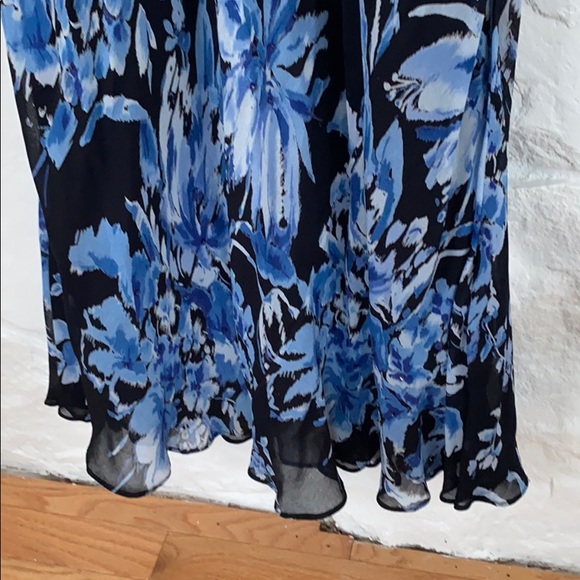 Majick long Lined Sheer sleeved Navy + Blue Dress - Picture 5 of 14